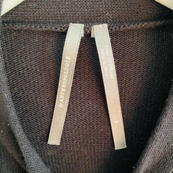 Anthropologie Blouse Womens Small Black Tie Neck Wrap Front Knit Top Surplice - Picture 3 of 7